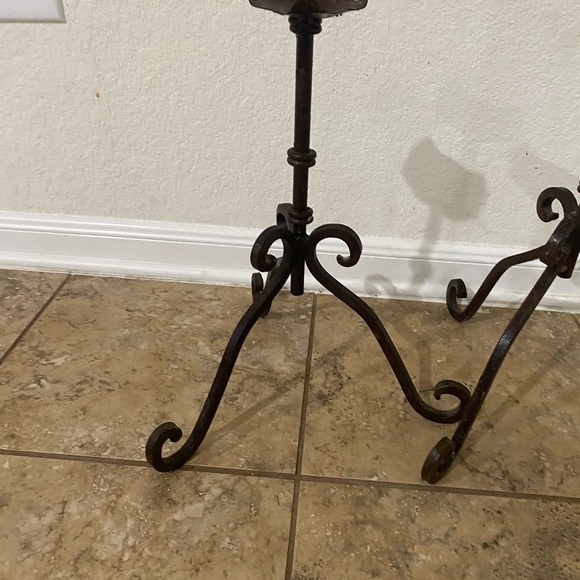 Vintage Wrought Iron Rustic Set Of (2) 16”& 21” Gothic Regency Candle Holders - Picture 8 of 16
